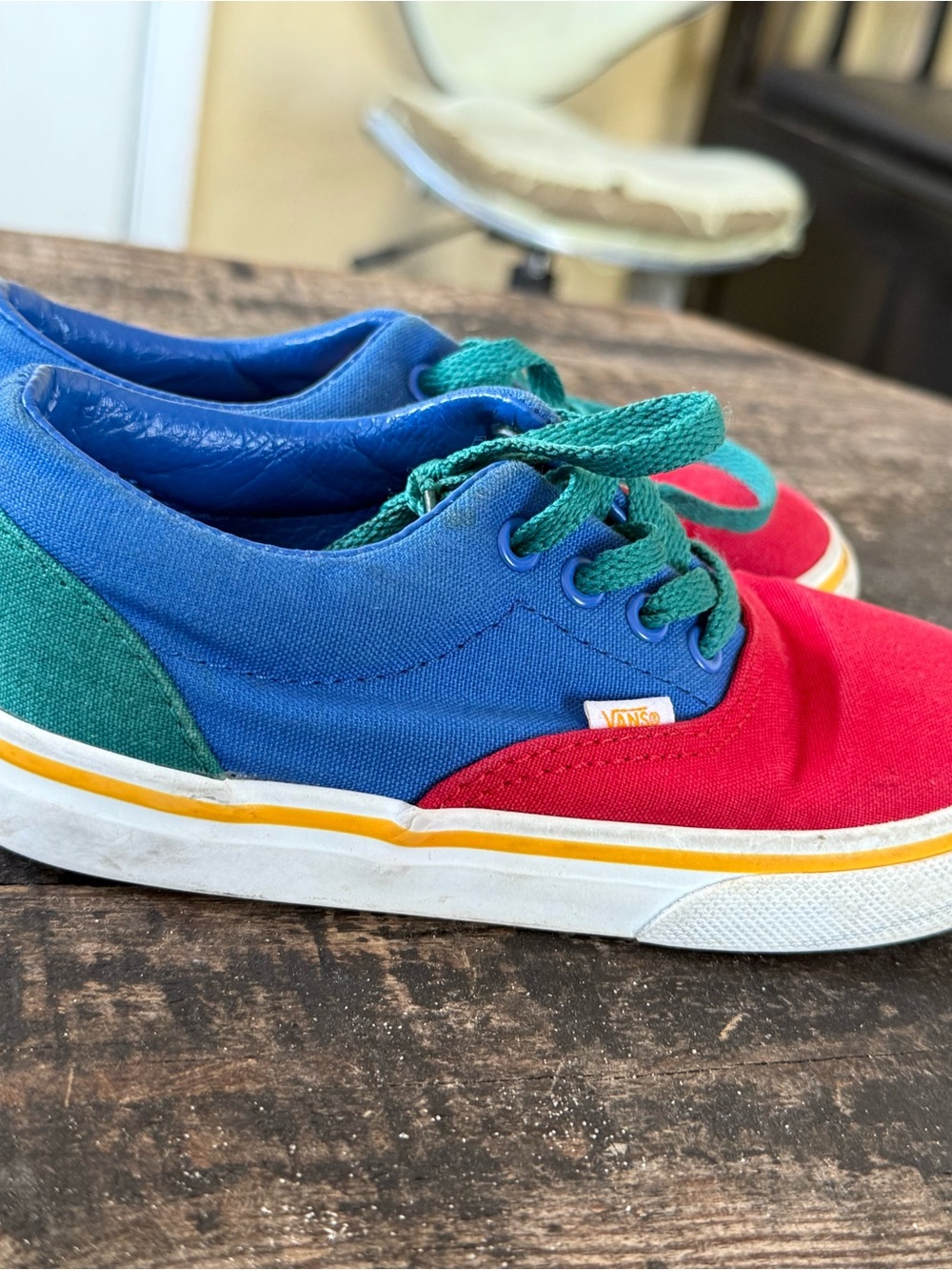 Vans Kids Colorblock Canvas Sneakers in Red, Blue & Green